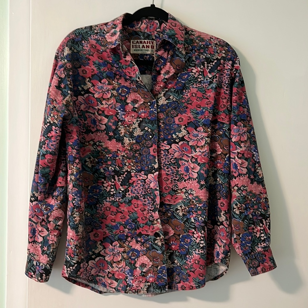 Vintage Canary Island Floral Blouse